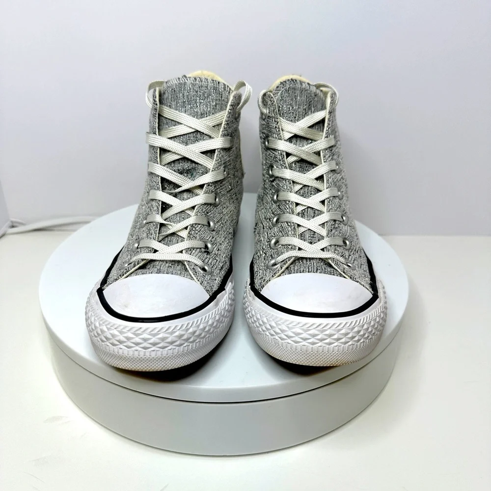 CONVERSE ALL STARS Women’s High Top Sneakers in gray and silver tweed Size 7 - Picture 7 of 8